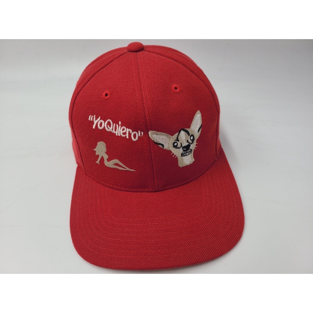 Vintage Yo Quiero Chihuahua Dog Snapback Hat Cap Wool Blend Funny‎ Men Women Red